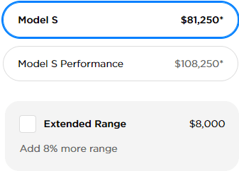Tesla Model S New Pricing